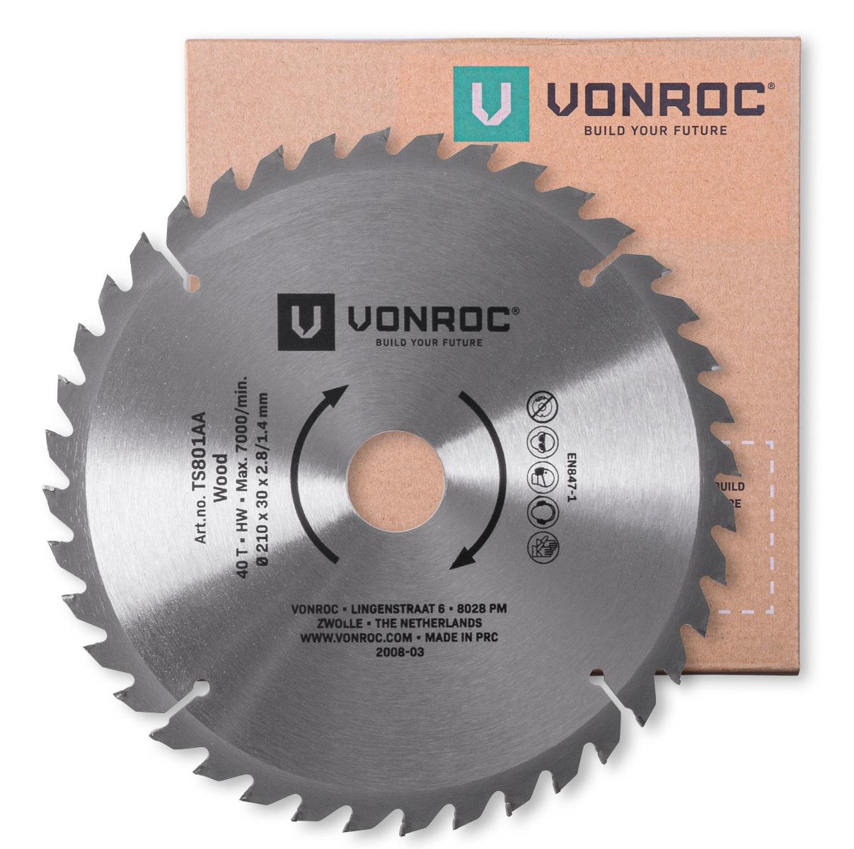 VONROC Sågklinga för bordsåg 210 x 30mm – 40T