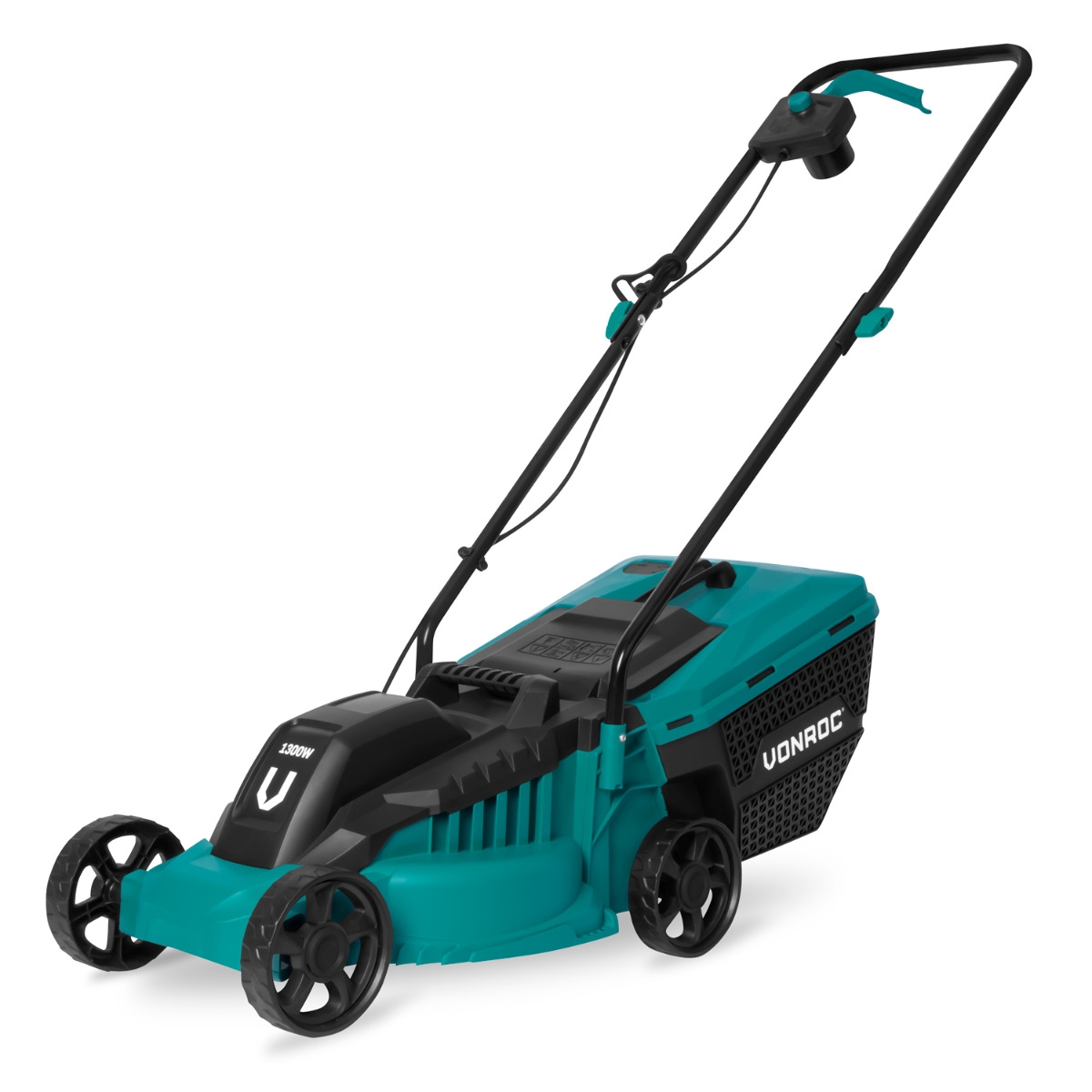VONROC Elektrisk Gräsklippare 1300W – 32 cm Klippbredd – 30L Uppsamling – Justerbar Klipphöjd