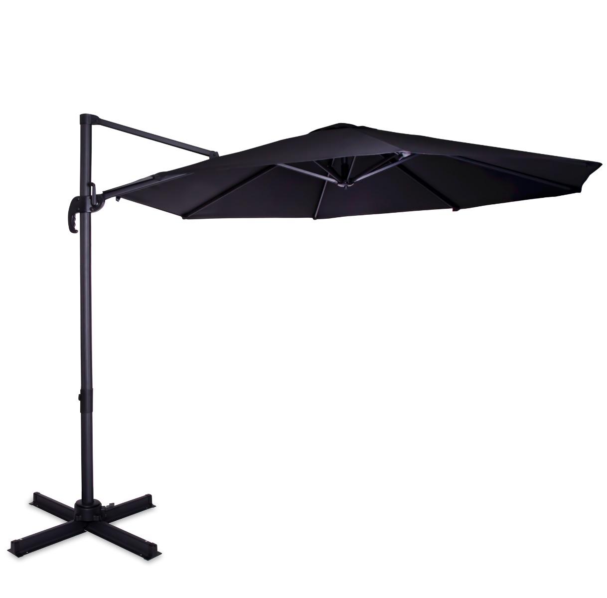 VONROC Premium Cantilever Parasoll Bardolino 300cm – Roterbar och Vinklingsbar, 50+ UPF, Rostfri Aluminiumram, Antracit