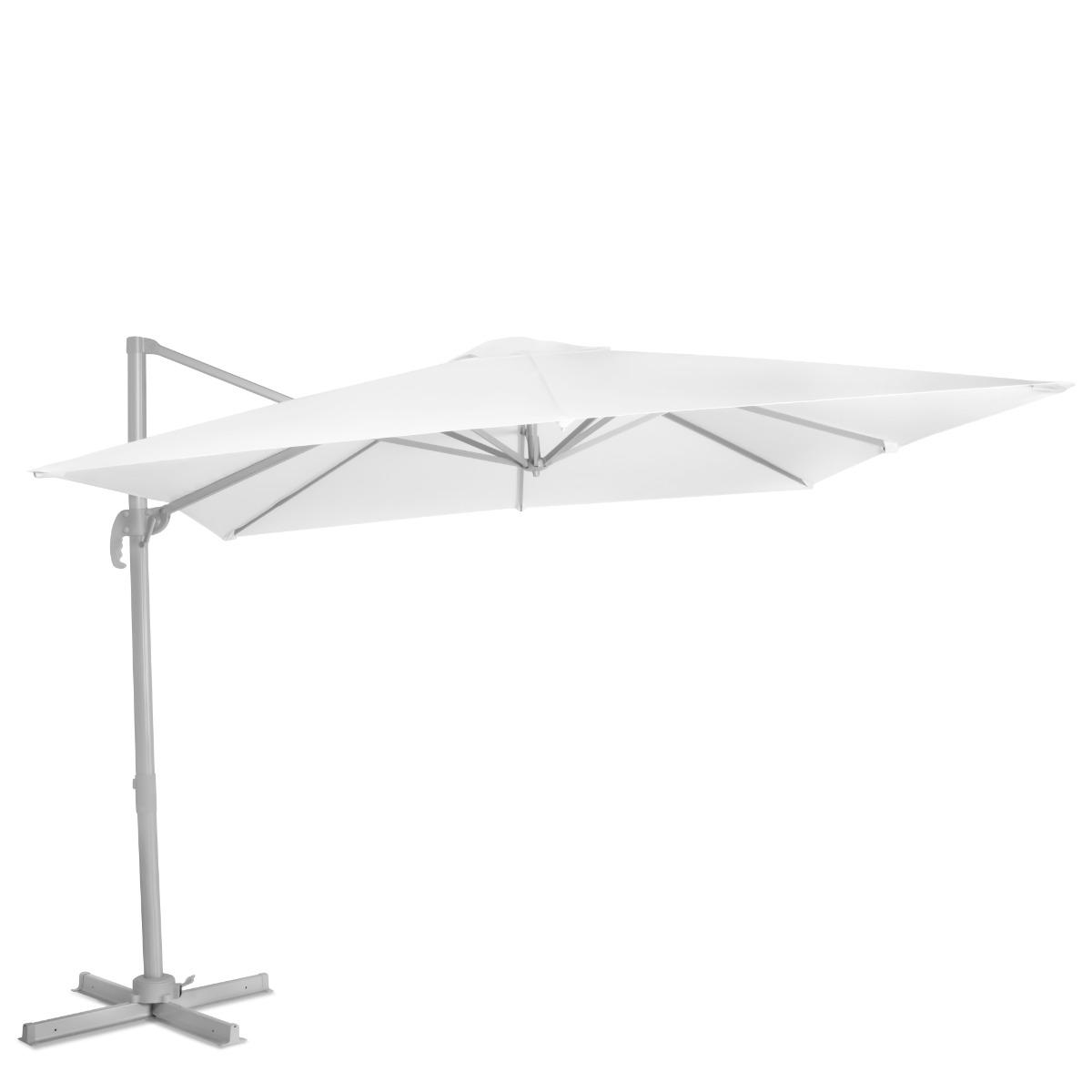 VONROC Premium Cantilever Parasoll Pisogne 300x300 cm – Vit, 360° Vinklingsbar, 50+ UV-Skydd, Rostfritt Aluminium, Inkl. Parasollöverdrag