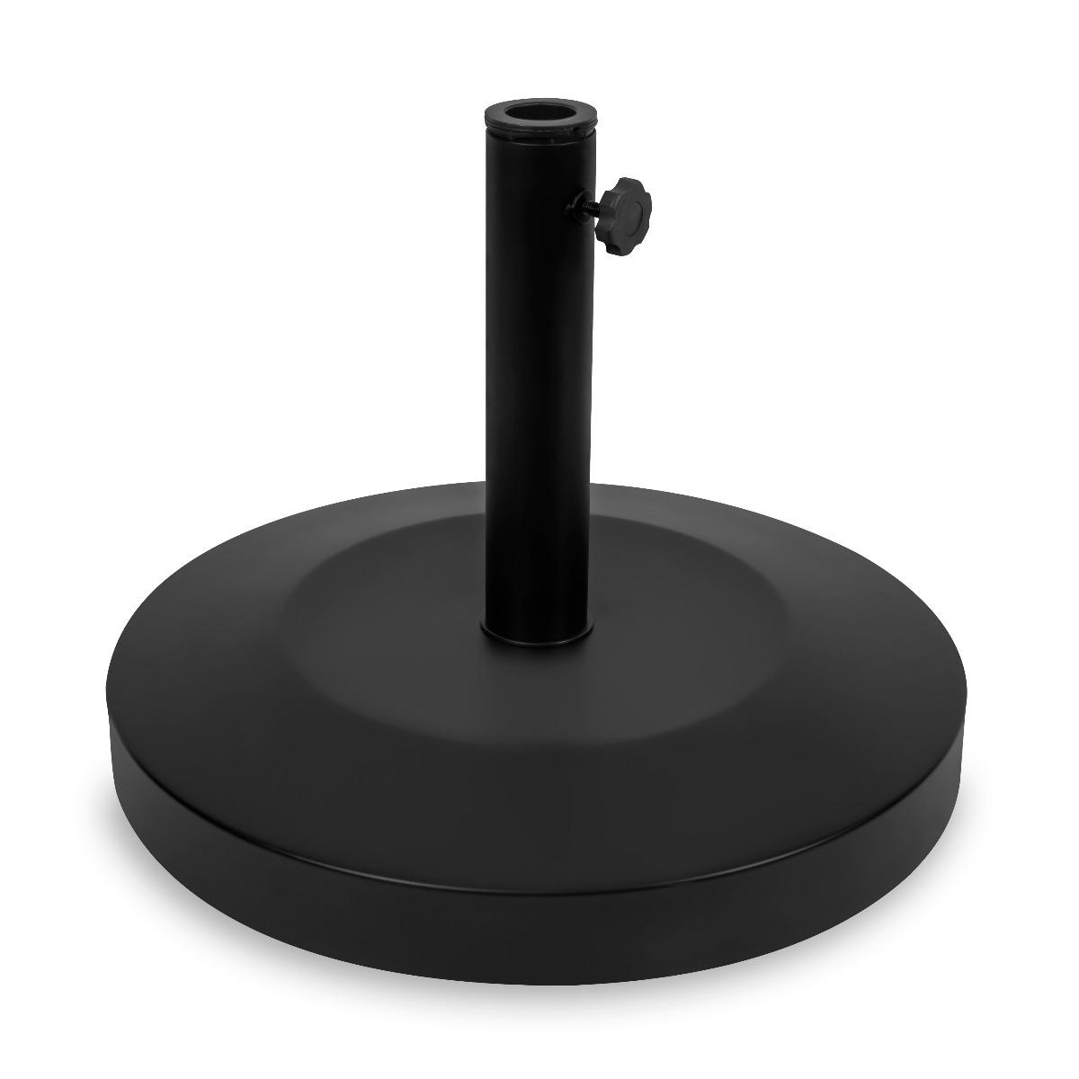 VONROC Parasollfot – Rund 25 kg, Betong med Stålbeläggning, För Parasoll med Stolpdiameter 35mm, 38mm eller 48mm