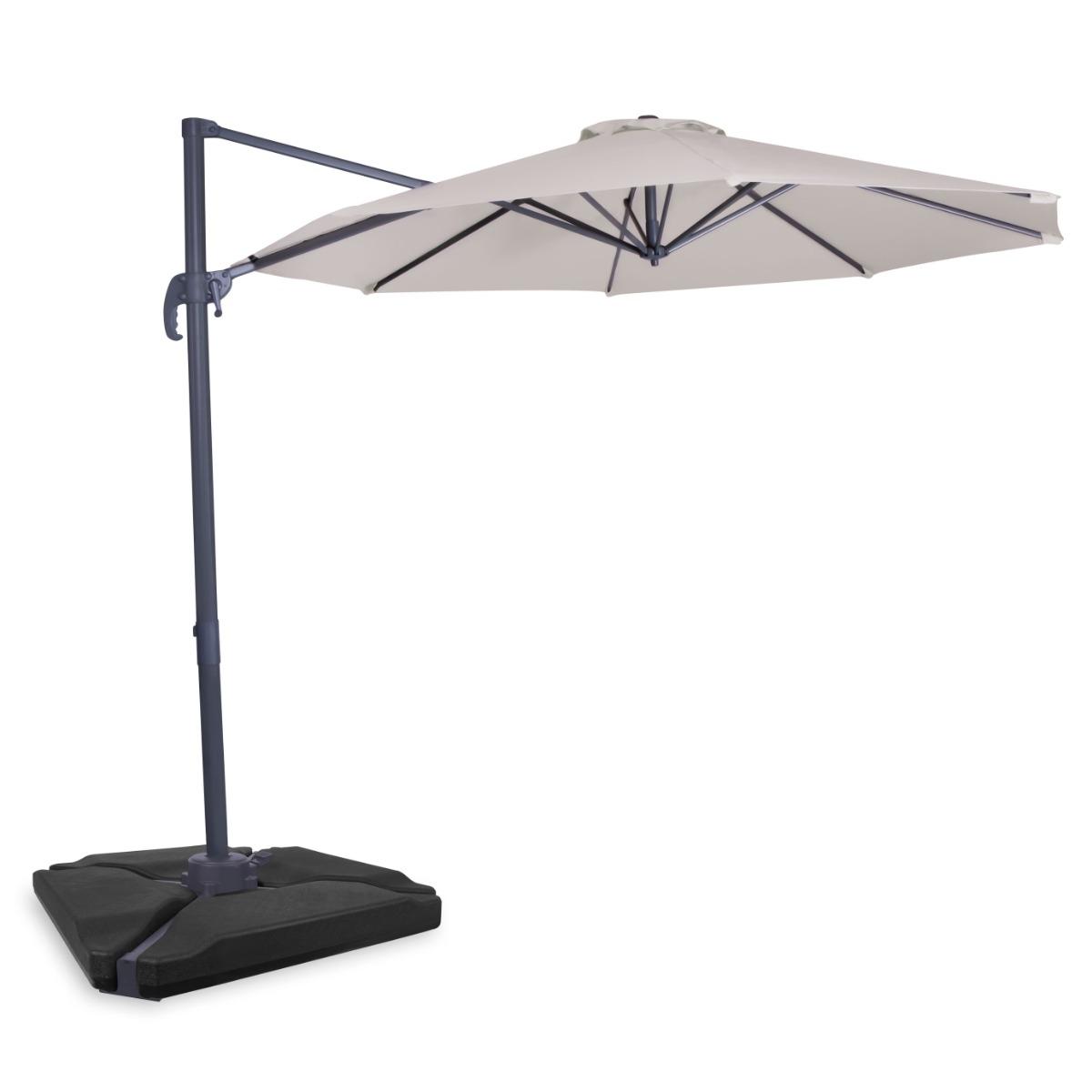 VONROC Premium hängparasoll parasoll Bardolino Ø300cm - Inkl. parasollplattor & parasollöverdrag - 360° vridbart - Tiltbart - Beige