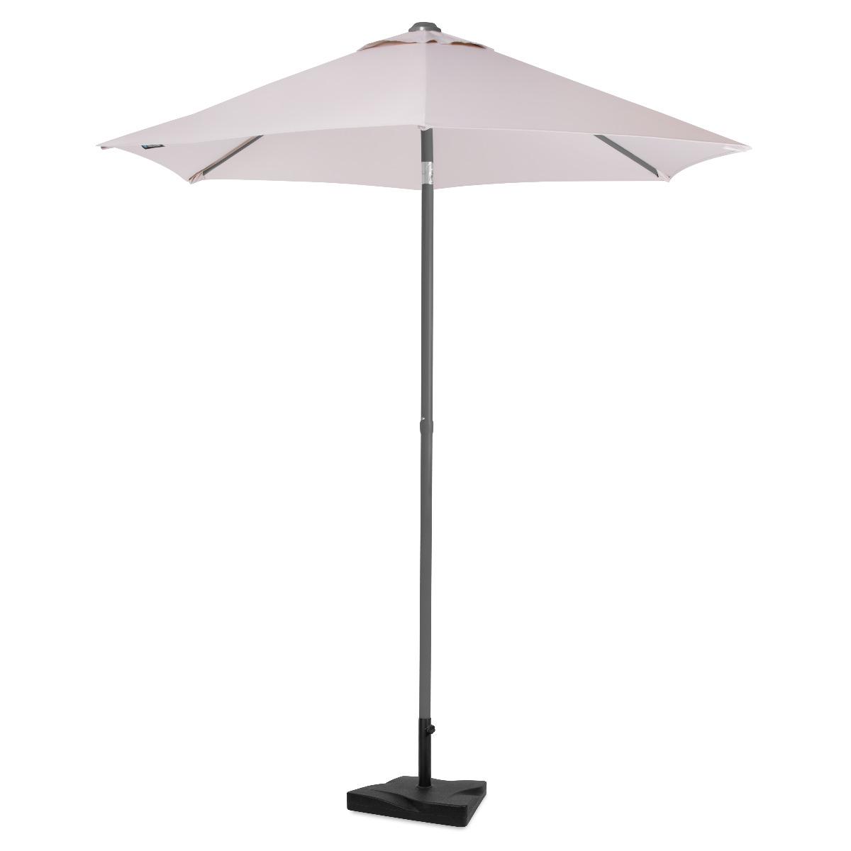 VONROC Premium Parasoll Torbole Ø200 cm – Beige, Inkl. Parasollfot 20kg, 50+ UV-Skydd, Push-to-Open System, Extra Lång Stång, Inkl. Parasollöverdrag
