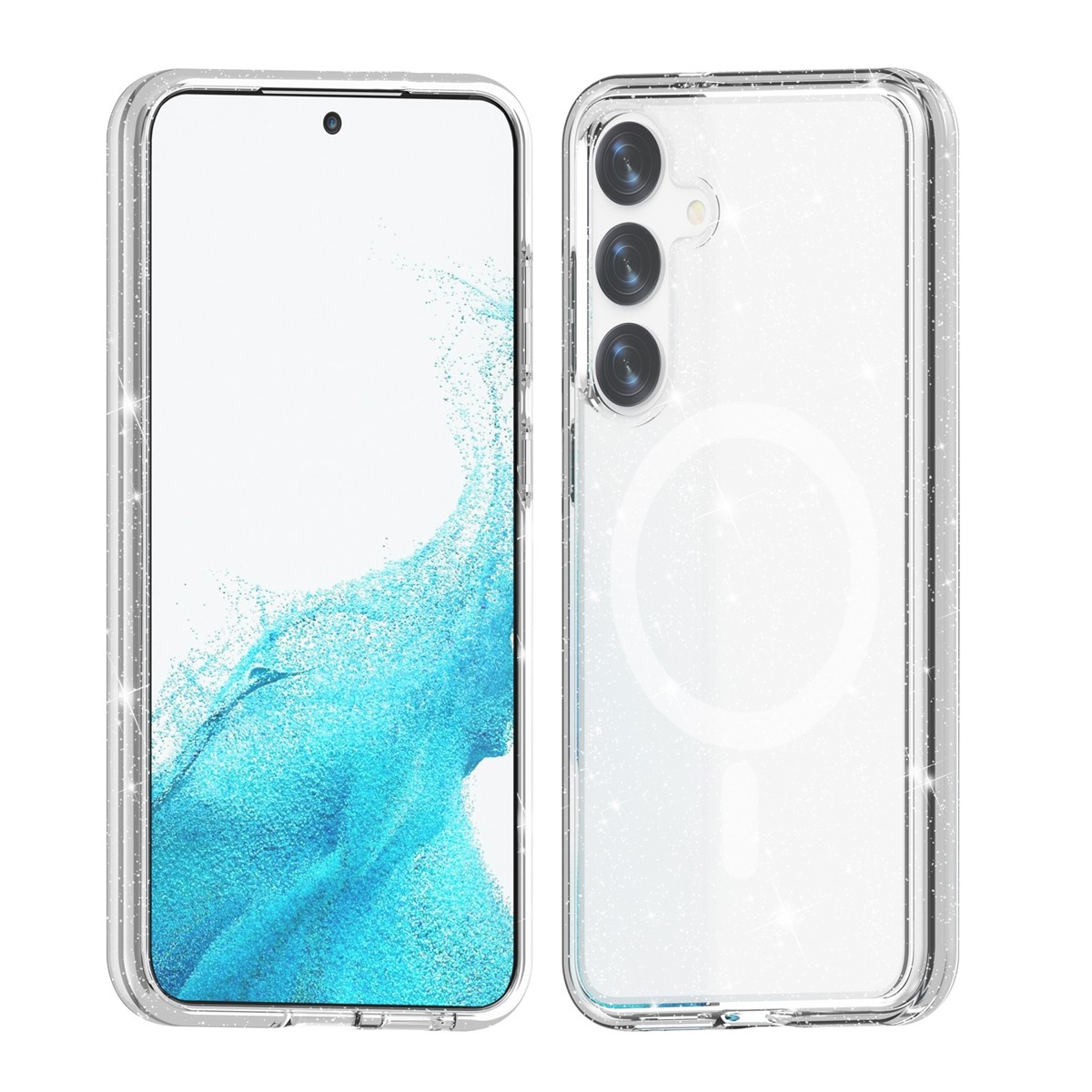 Galaxy S24 Mobilskal Stöttåligt med Glitter