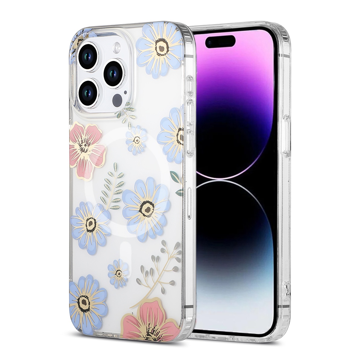 iPhone 15 Pro Mobilskal MagSafe - Blommor Röd