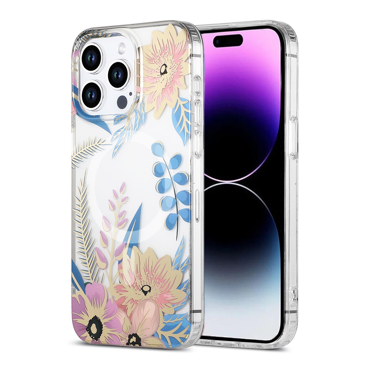 iPhone 15 Pro Max Mobilskal MagSafe - Blommor Rosa