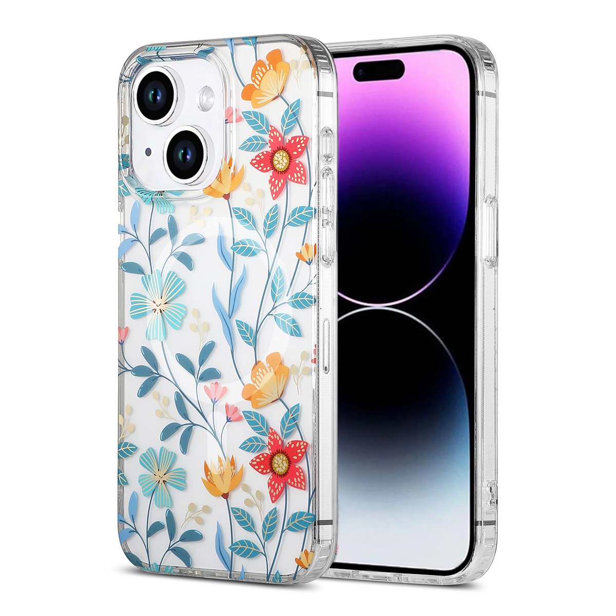 iPhone 14/15 Plus Mobilskal MagSafe - Blommor & Kvistar
