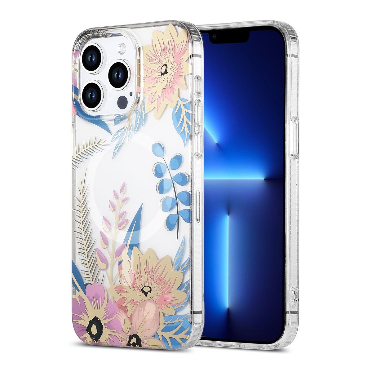 iPhone 13 Pro Max Mobilskal MagSafe - Blommor Rosa