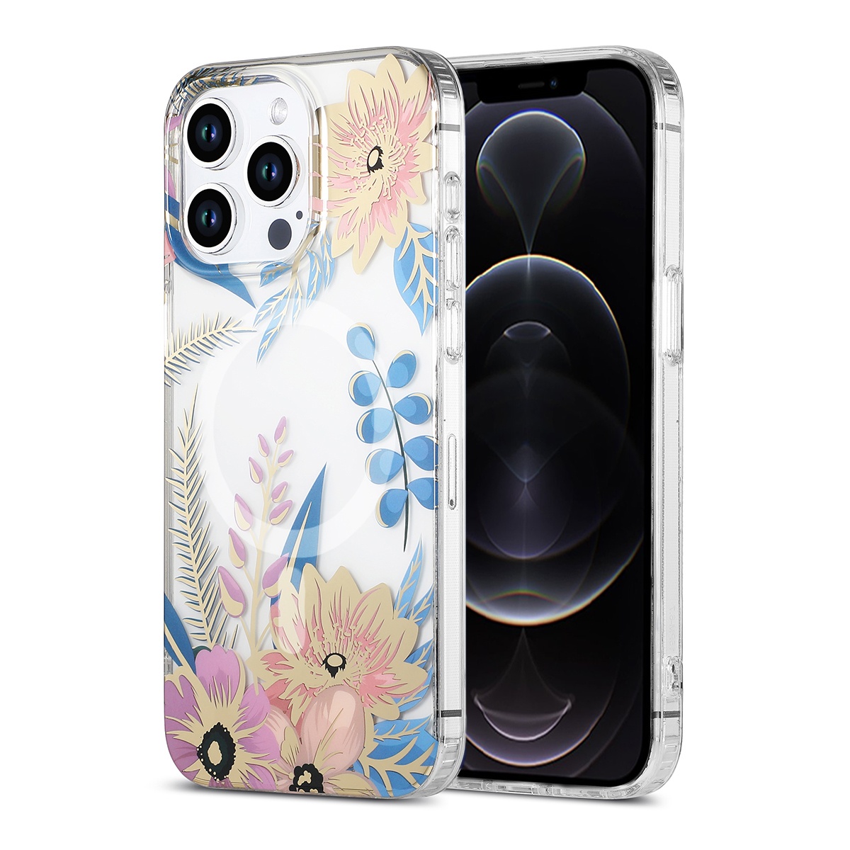 iPhone 12 Pro Max Mobilskal MagSafe - Blommor Rosa