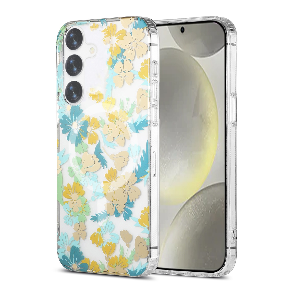 Galaxy S24 Mobilskal Magnet - Blommor Turkos