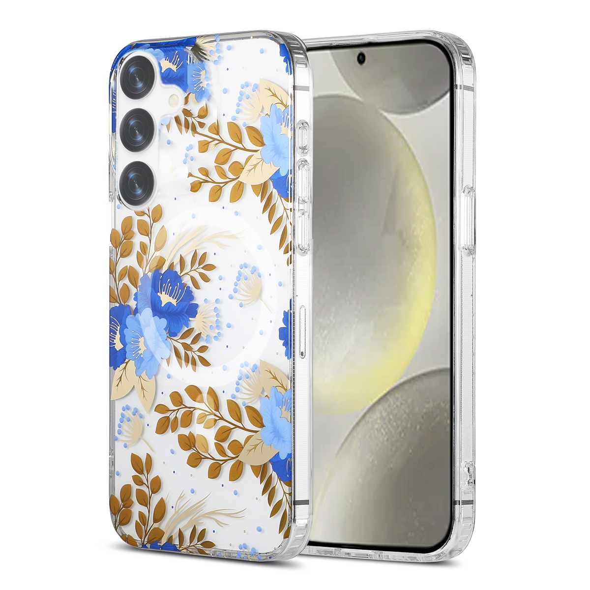 Galaxy S24 Plus Mobilskal Magnet - Blommor Blå