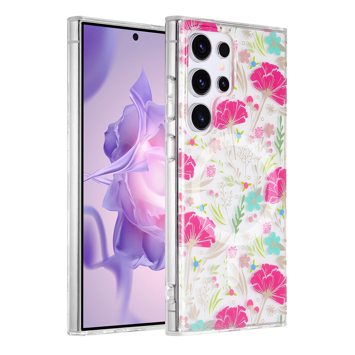 Galaxy S24 Ultra Mobilskal Magnet - Blommor Röd