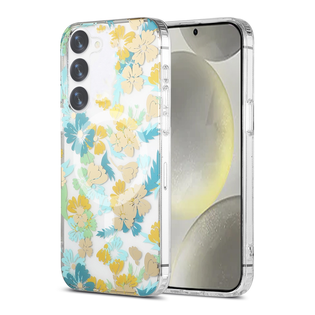 Galaxy S23 Mobilskal Magnet - Blommor Turkos
