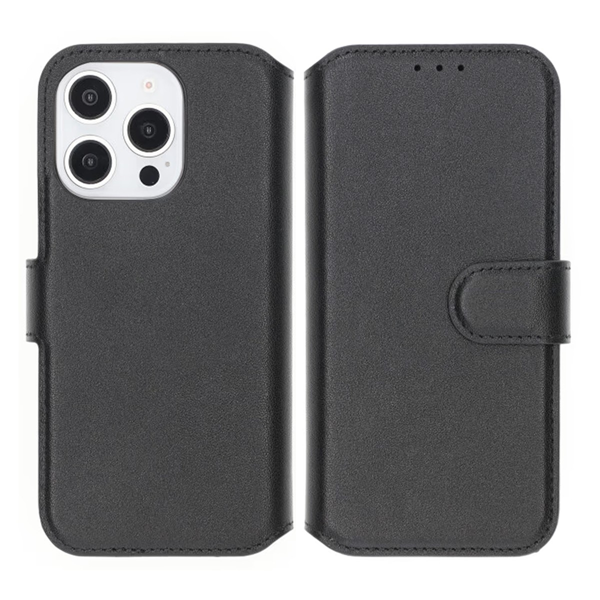 iPhone 16 Pro Max Plånboksfodral Äkta Läder Rvelon - Svart