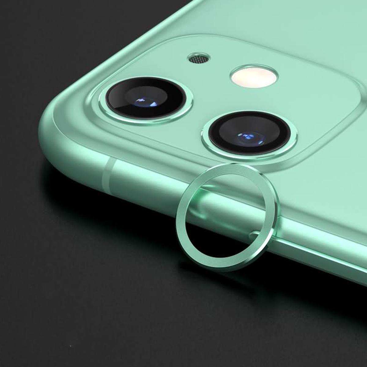 iPhone 12 Linsskydd med Metallram - Grön (2-pack)