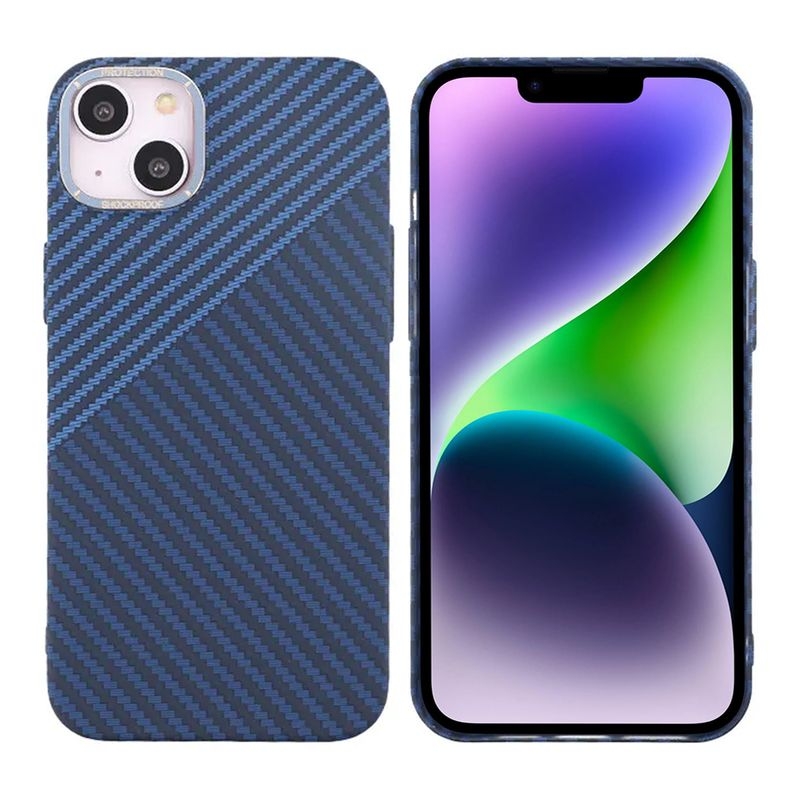 iPhone 15 Plus Mobilskal i Kolfiber - Blå
