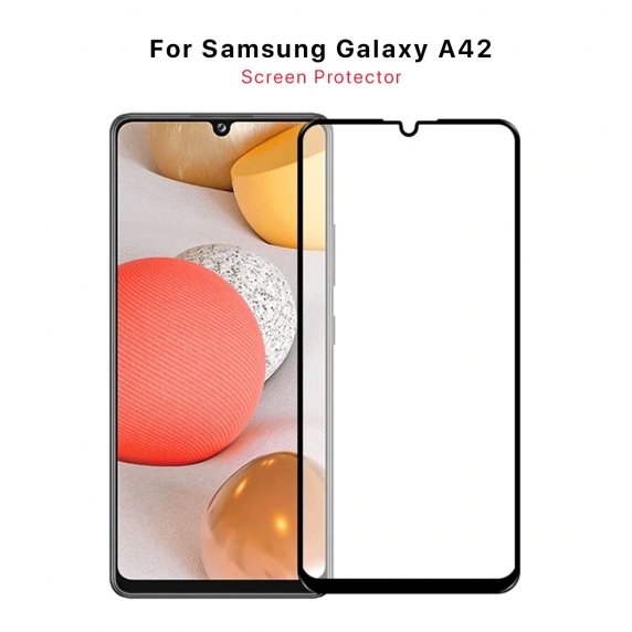 Skärmskydd Galaxy A42 - 3D Härdat Glas Svart (5-pack)
