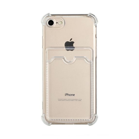 Stöttåligt Skal med Korthållare iPhone 7/8/SE (2020/2022) - Transparent