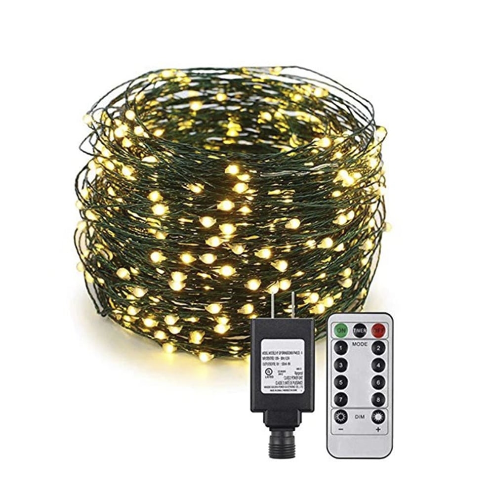 LED-lyskjede med fjernkontroll og 8 lysinnstillinger - 30/40/50 meter -