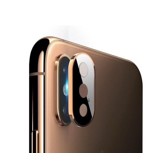 Metall Bumper och Linsskydd i Härdat Glas för iPhone XS Max