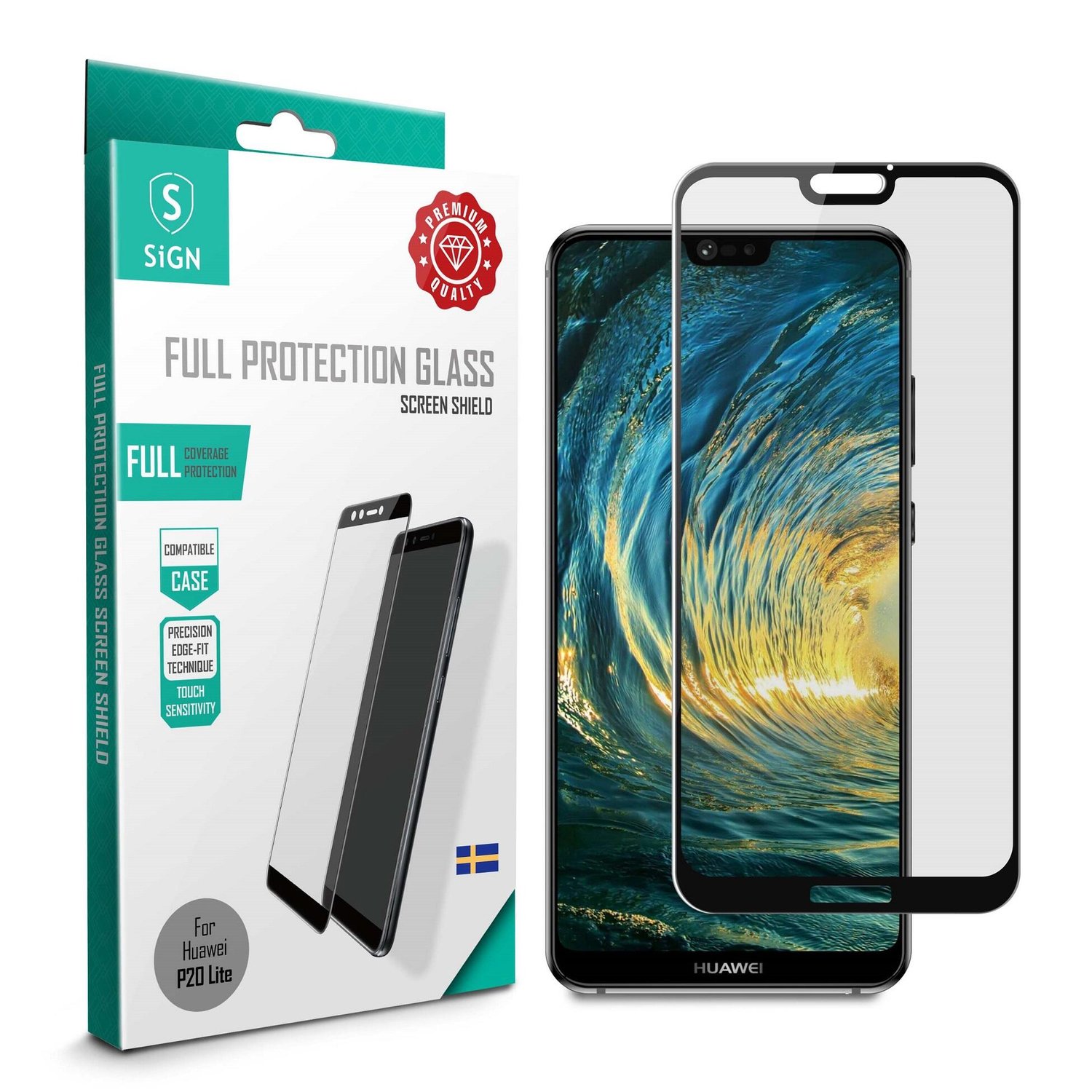 SiGN Heltäckande Skärmskydd i Härdat Glas för Huawei P20 Lite