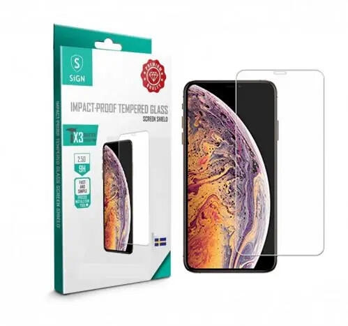 SiGN Skärmskydd i Härdat Glas för iPhone 11 Pro- X-XS med Monteringsram