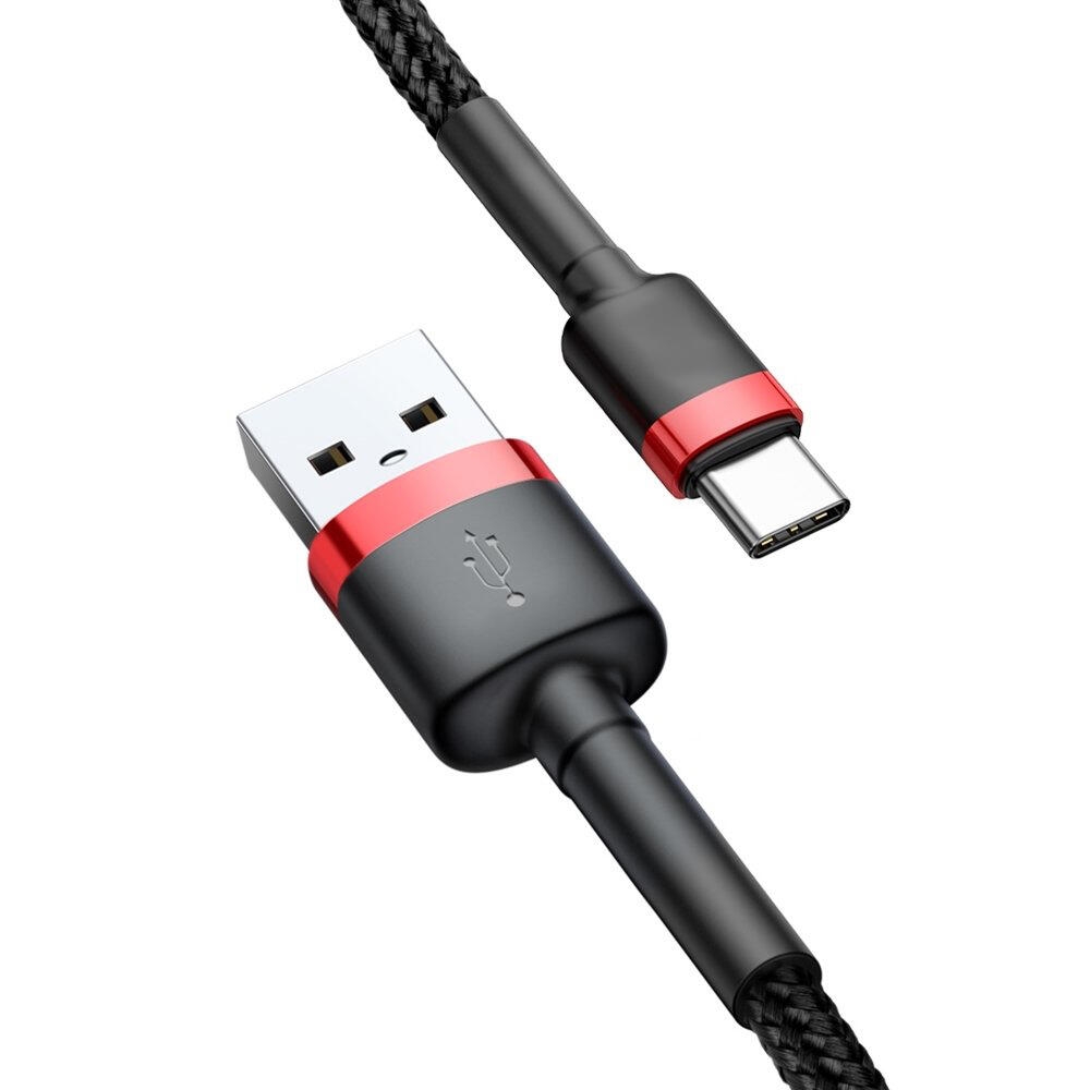 SiGN Cafule USB-A till USB-C Kabel Q.C 3.0, 18W, 2A, 3m - Röd