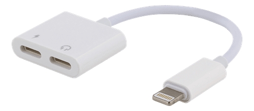 SiGN Adapter Lightning till 2x Lightning, 5V, 2A, 10cm - Ladda och Lyssna - Vit