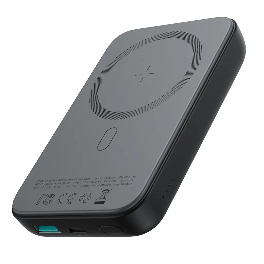 SiGN Magnetisk Trådlös Mini Powerbank 10000mAh, USB-C, USB-A - Svart