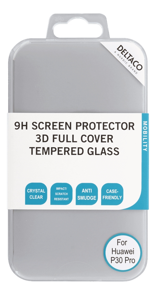 DELTACO Skärmskydd 3D härdat glas för Huawei P30 Pro