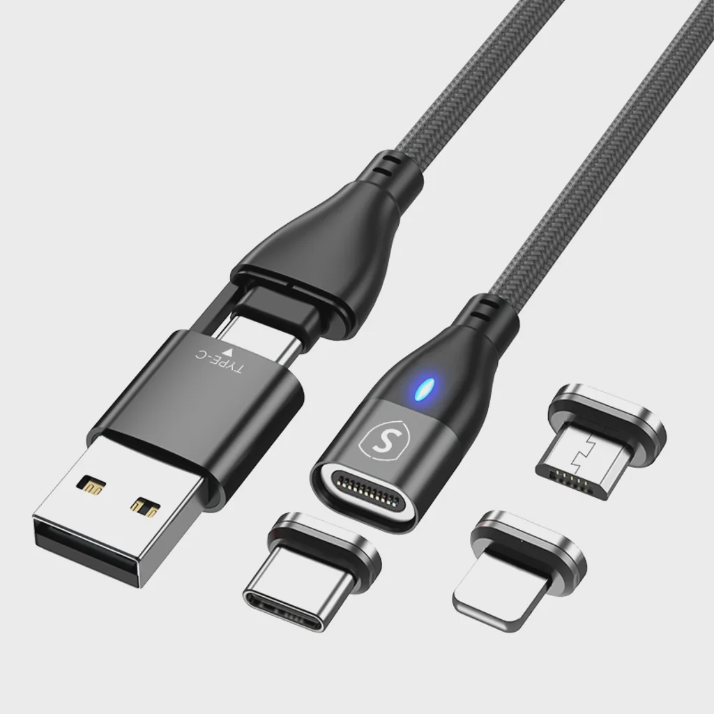 SiGN Magnetkabel 3-i-1 USB-C, Lightning, Micro-USB 2.4A, 1 m