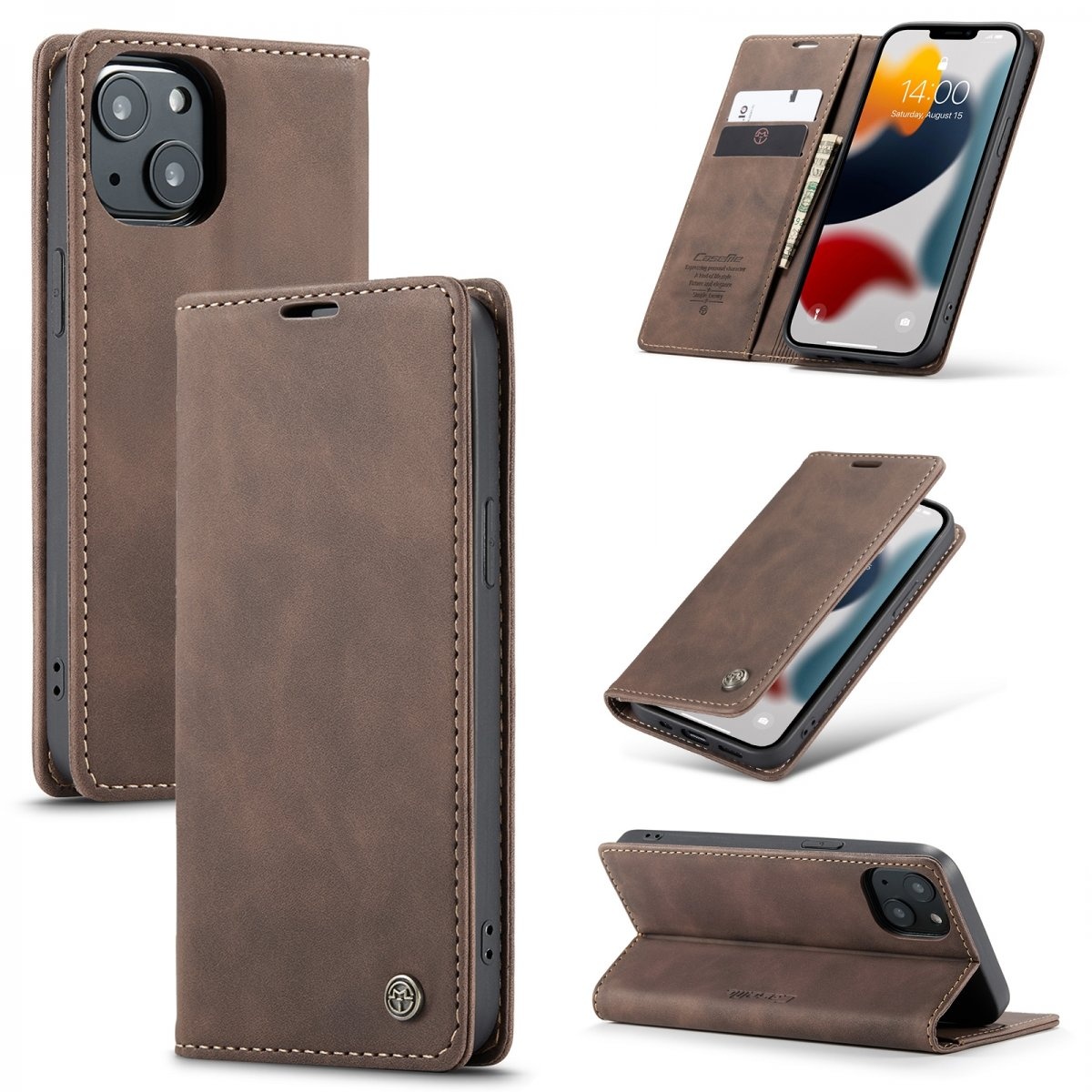 CaseMe Slim Plånboksfodral iPhone 13 Mini Brun