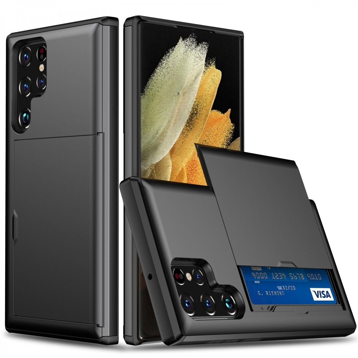 Samsung Galaxy S23 Ultra Skal Kortfack Svart