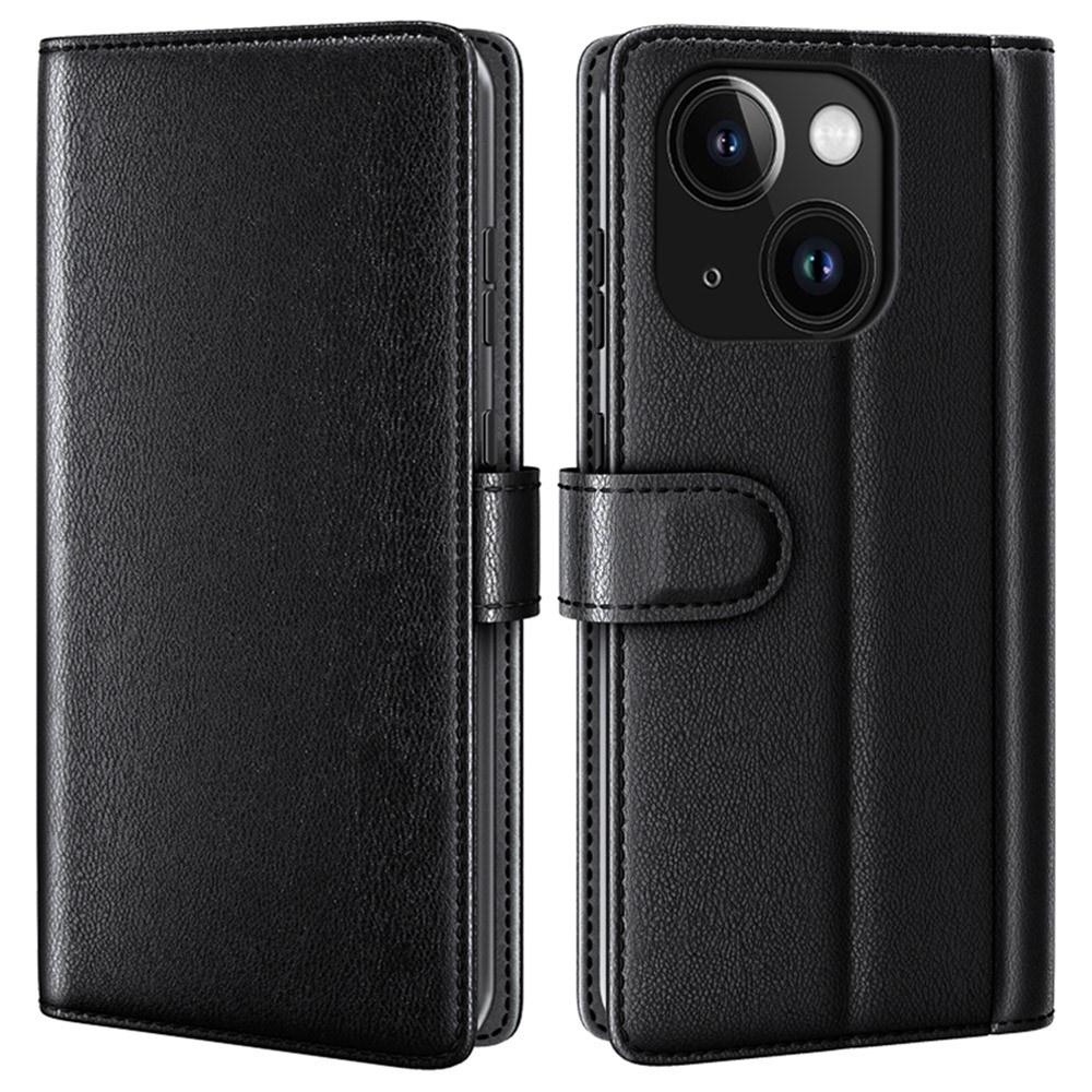 Äkta Läderfodral iPhone 15 Svart