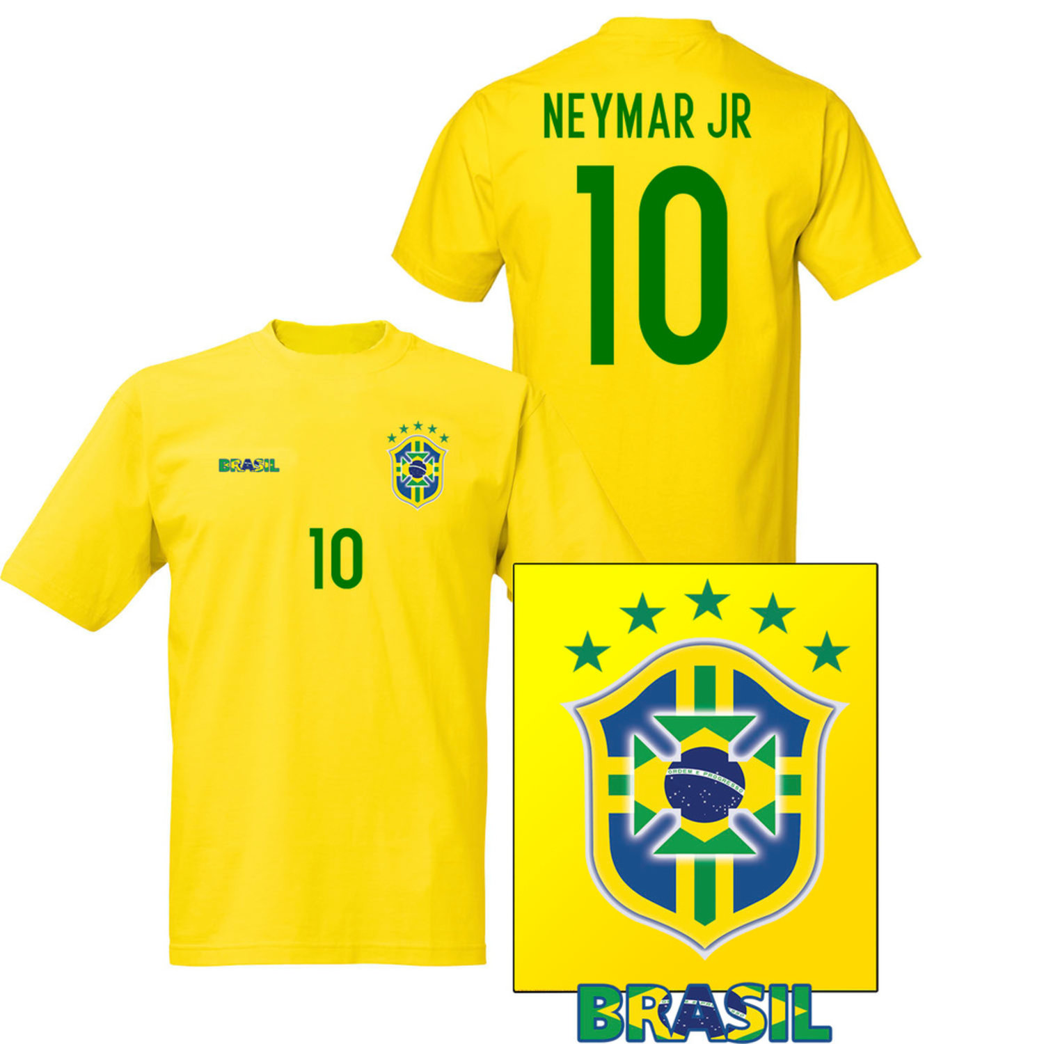 Brasil stil fotbollströja med Neymar Jr 10 tryck