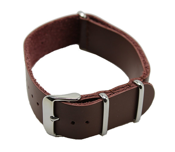 NATO klockarmband i ÄKTA läder - Oxblodsfärgad
