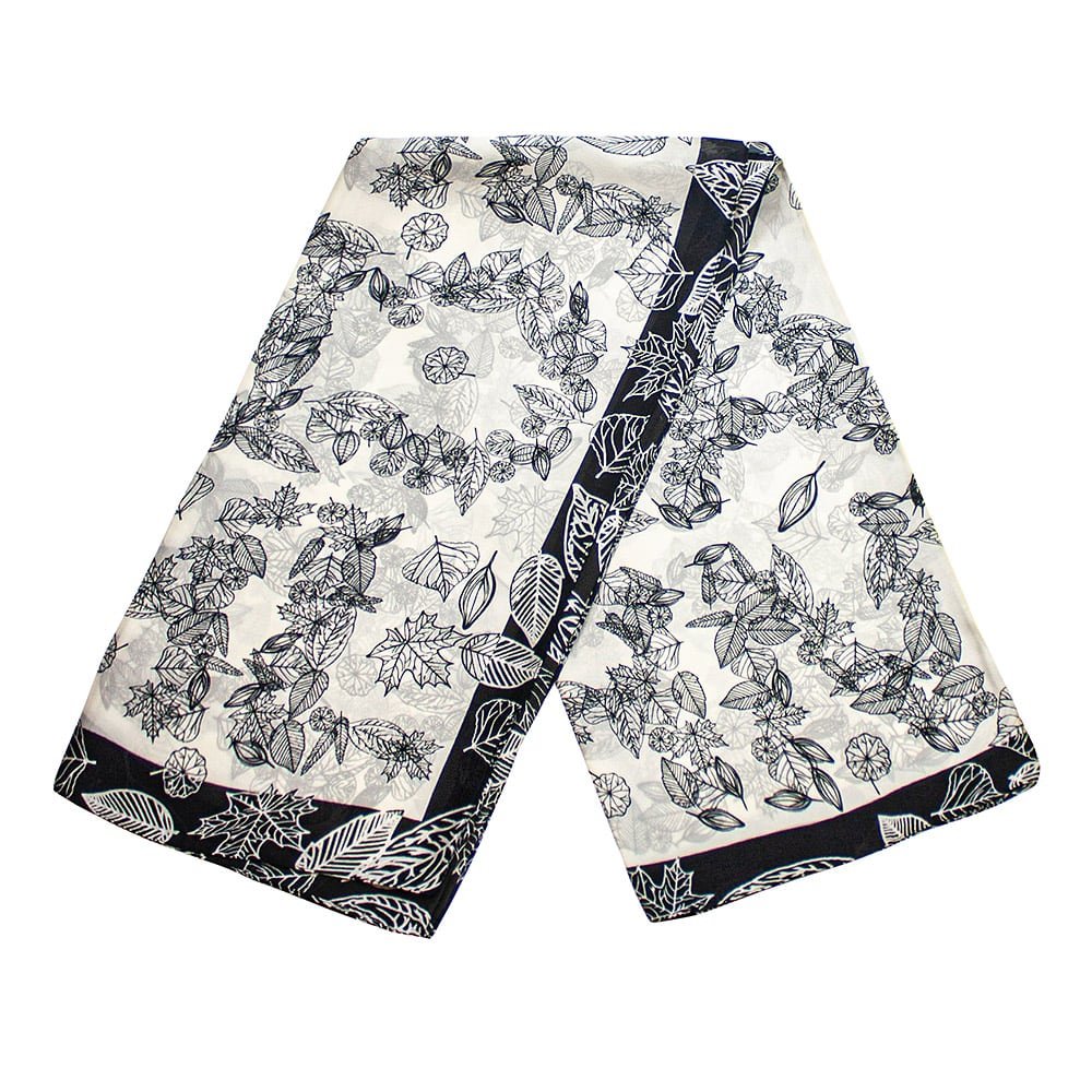 Scarf med lövmotiv - Vit, Nr. 27