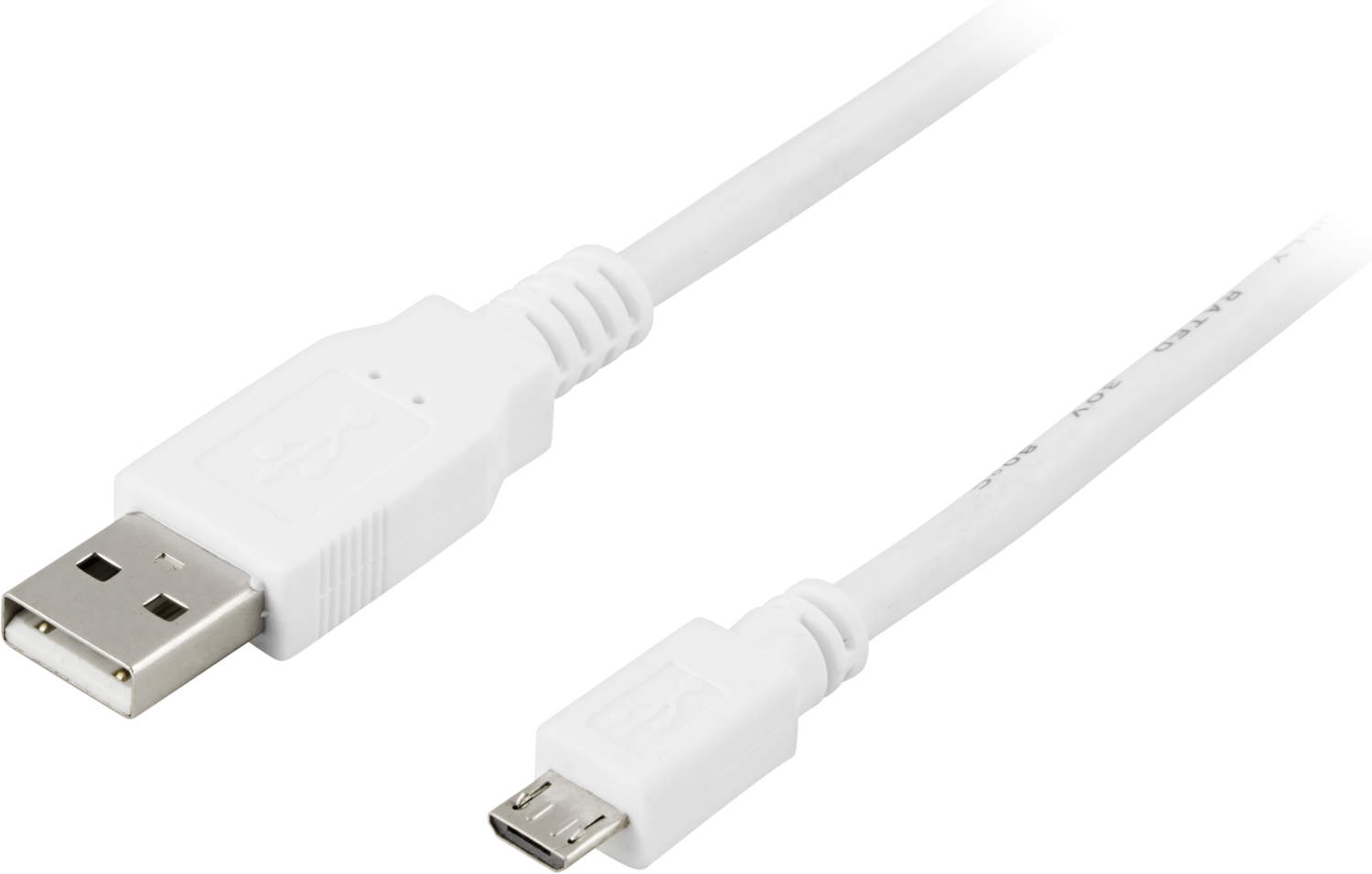 DELTACO USB 2.0 Micro B kabel 2m, vit