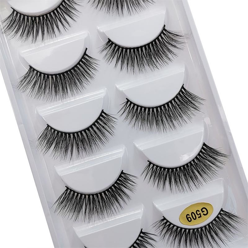 5-par lösögonfransar - 3D faux mink - G509