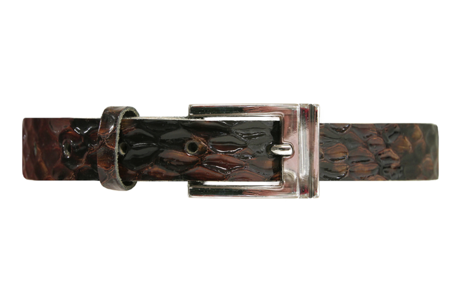 Svart/brunt 20mm damskärp i kalvläder