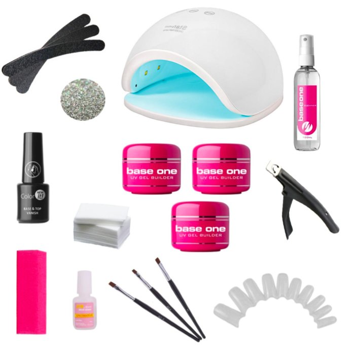 Startkit UV-gel för gelénaglar 17 delar med 48W UV/LED-lampa