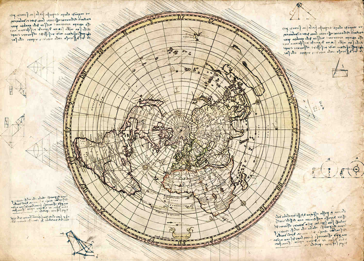 A3 Print - Map - Flat earth - Karta